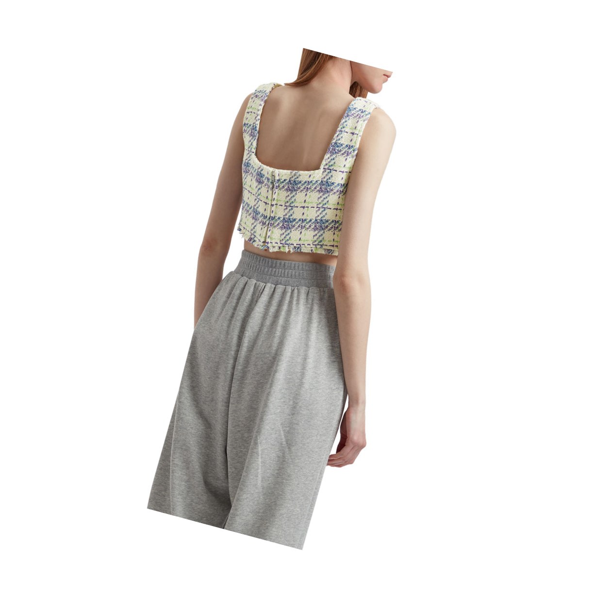 Violet Women's A BATHING APE Checked Crop Top Sleeveless Blouse Blouse | HDF135867