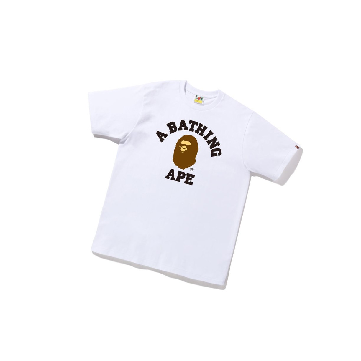 White Men\'s A BATHING APE College Tee Short Sleeve T Shirts | RBT824950