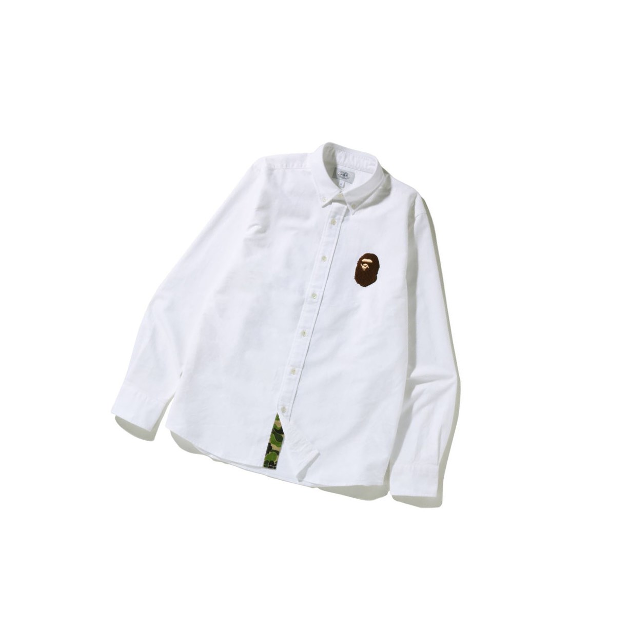 White Men\'s A BATHING APE Large Ape Head Oxford Bd Long Sleeve Shirts | ASF245609