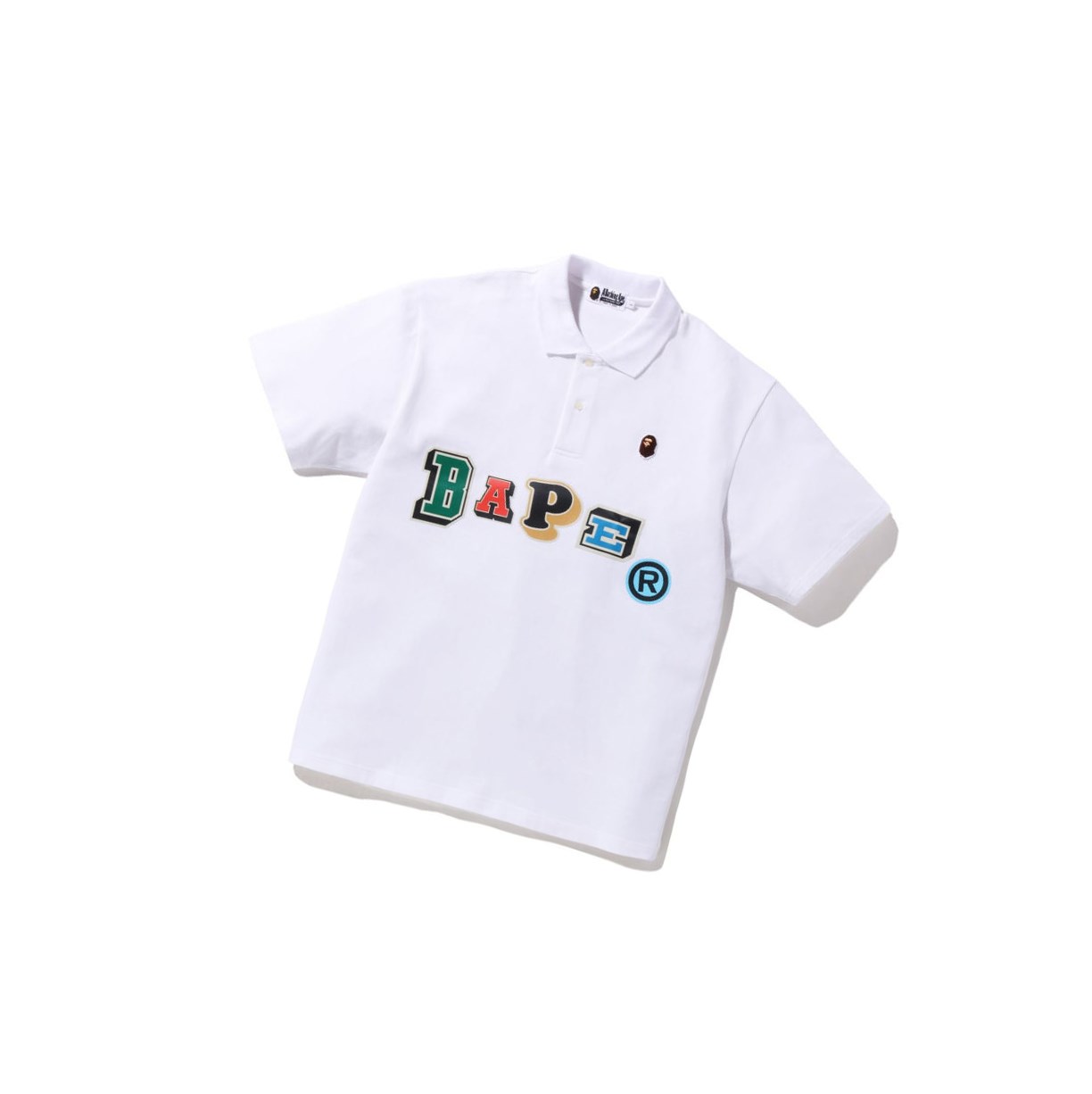 White Men\'s A BATHING APE Multi Fonts Relaxed Fit Short Sleeve Polo | NYZ207916