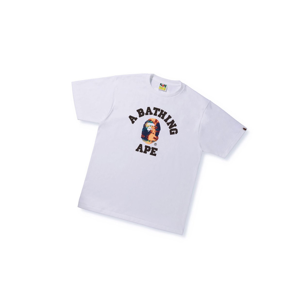 White Men\'s A BATHING APE Tie Dye College Tee Short Sleeve T Shirts | KQC467309