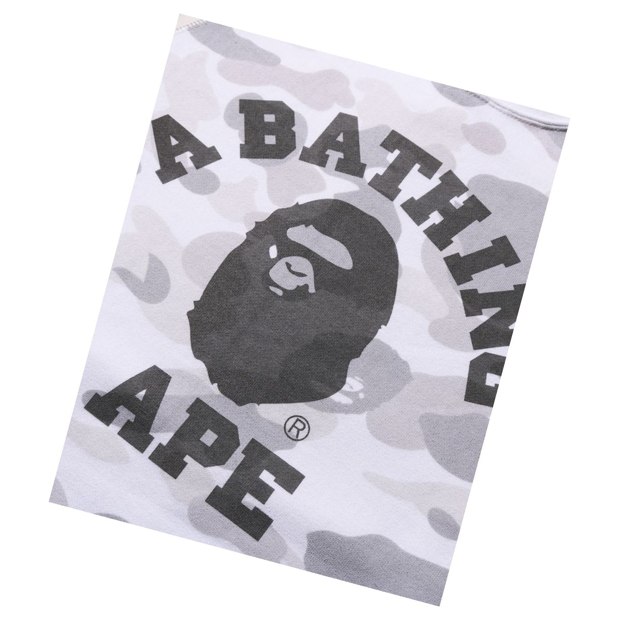 White Women's A BATHING APE College Crazy Color Camo Raglan Crewneck Sweatshirts | FHA271658