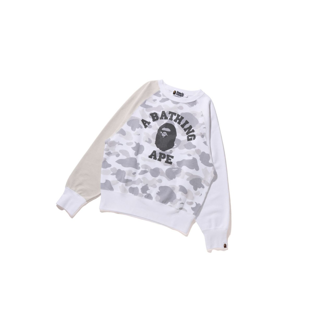 White Women\'s A BATHING APE College Crazy Color Camo Raglan Crewneck Sweatshirts | FHA271658