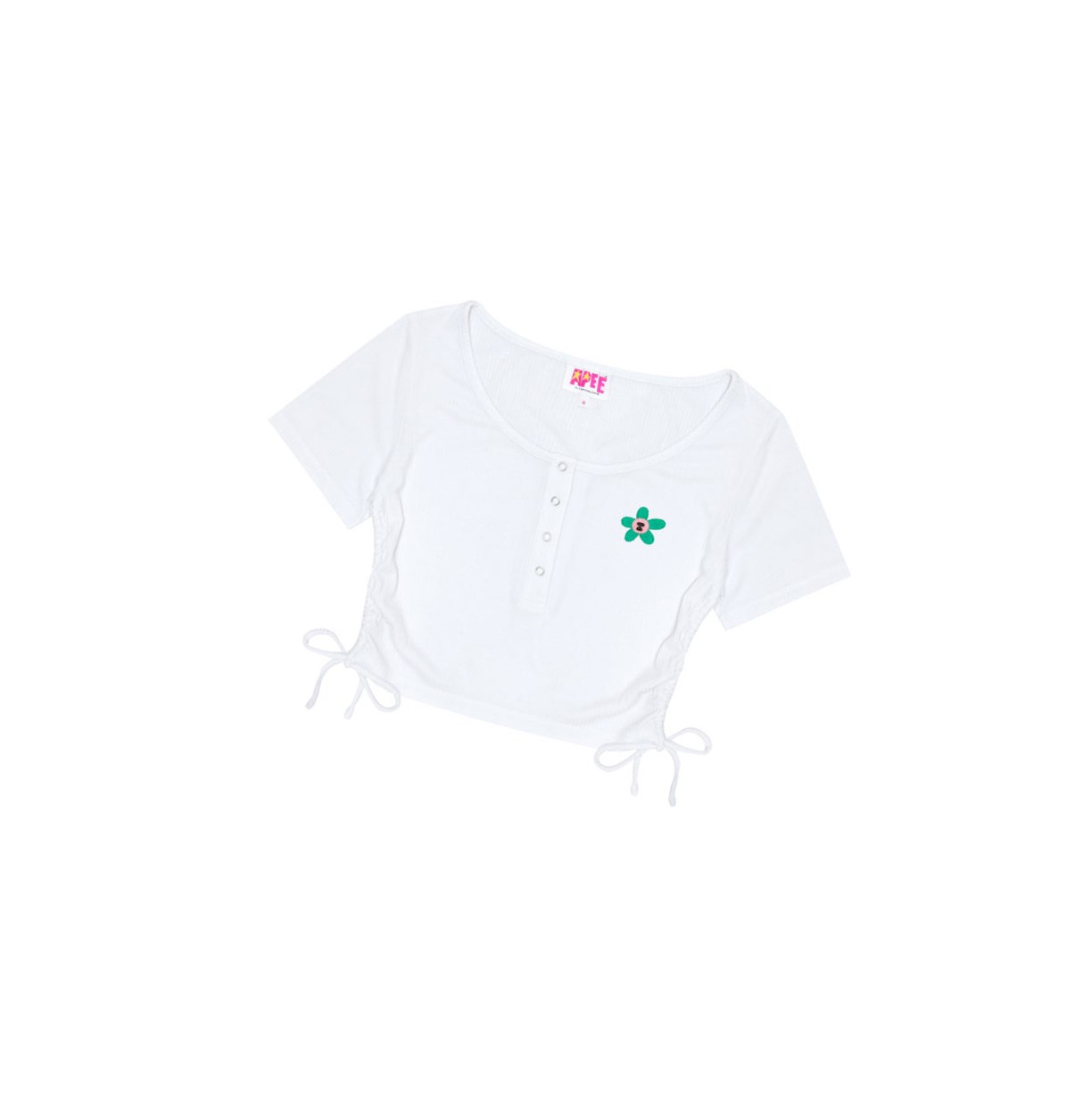 White Women\'s A BATHING APE Logo Drawstring Cropped Top Short Sleeve Blouse Blouse | NEG749638