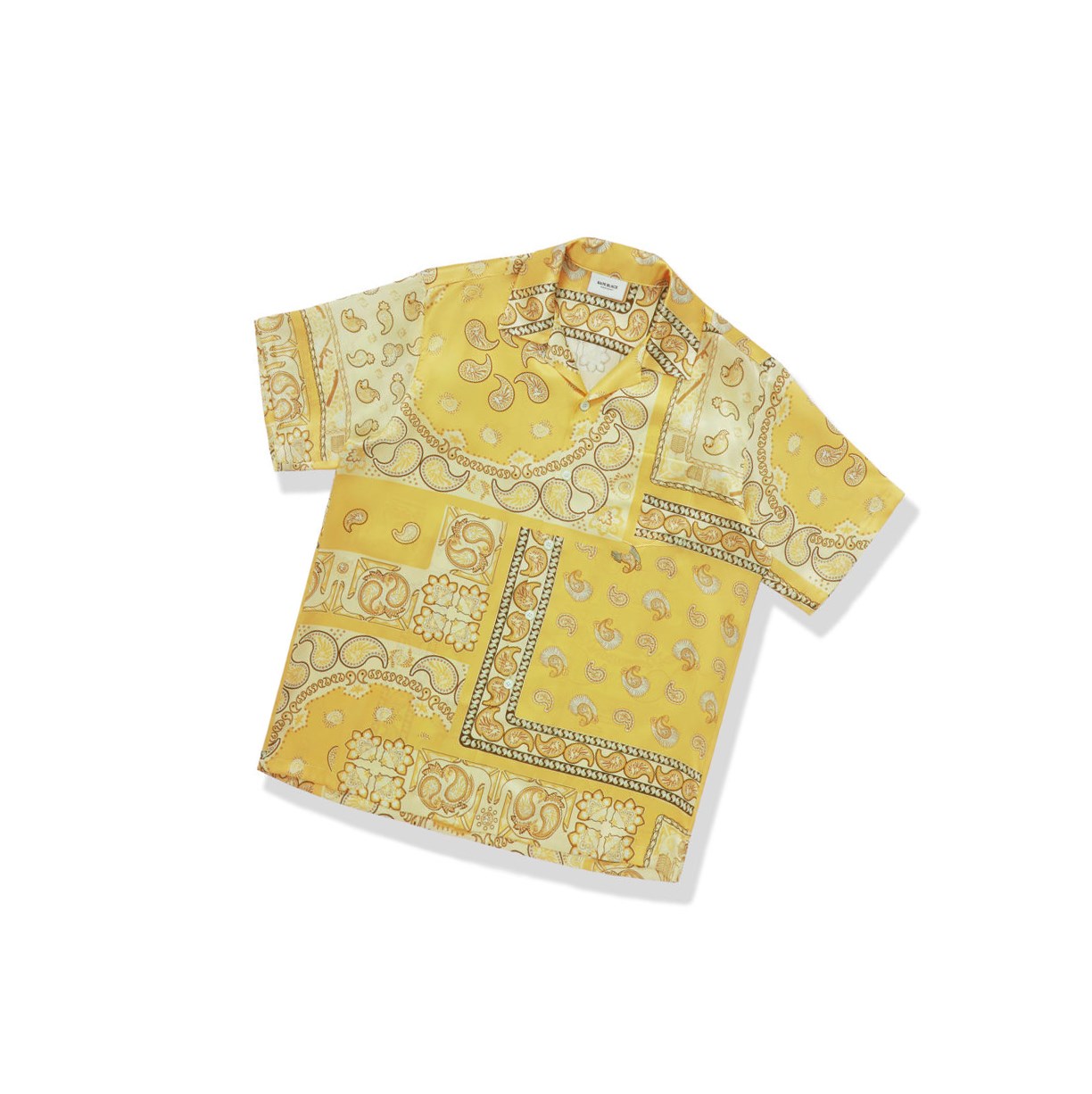 Yellow Men\'s A BATHING APE Paisley Print Short Sleeve Shirts | YZD502148